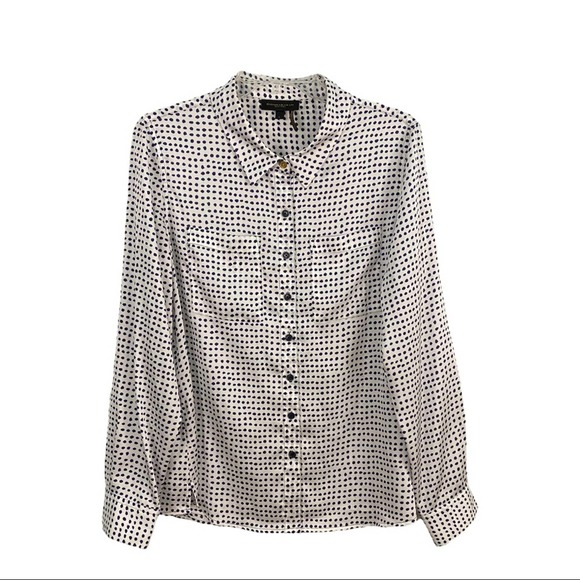 Donna Karan New York  Blouse Polka Dot Button Down Shirt - Picture 1 of 11